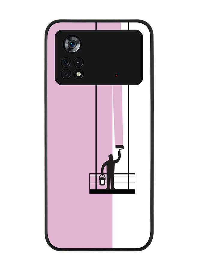 Stylizedd Rugged Black edge case for Poco M4 Pro 4G Slim fit Soft Case Flexible Rubber Edges Anti Drop TPU Gel Thin Cover - Paint Hanger (Pink) - Image 1