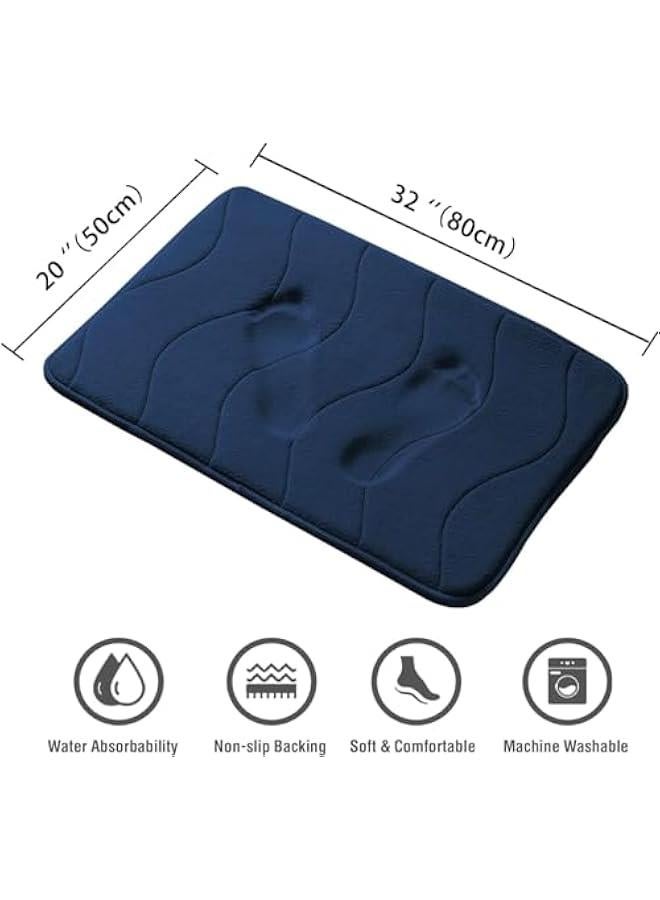 HOOKOR Memory Foam Bath Mat for Bathroom Non Slip Bath Rug Velvet Thick Soft and Comfortable Water Absorbent Machine Washable Easier to Dry Floor Rug Mats(50 * 80cm) (Navy) - Image 3