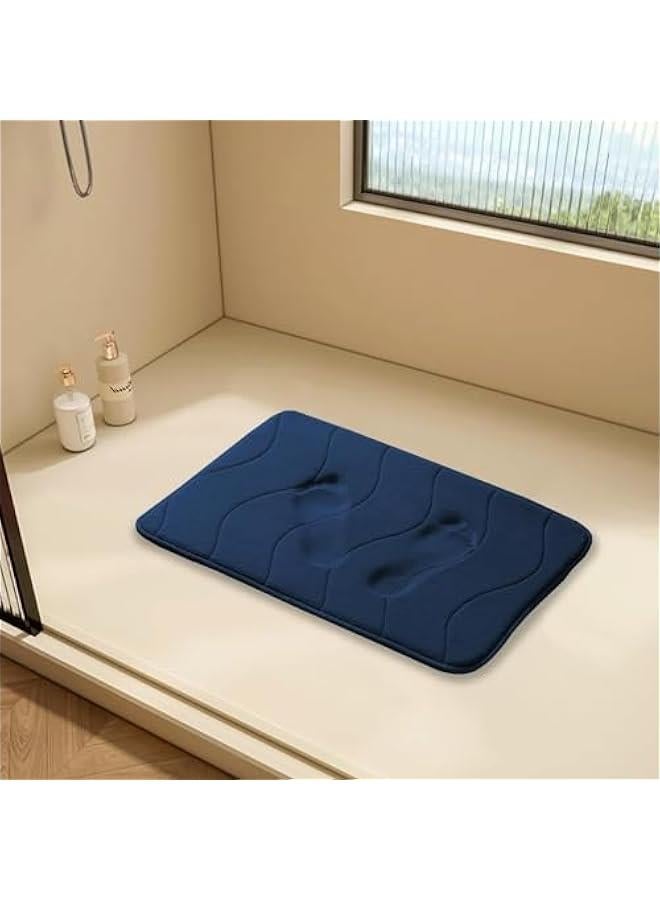 HOOKOR Memory Foam Bath Mat for Bathroom Non Slip Bath Rug Velvet Thick Soft and Comfortable Water Absorbent Machine Washable Easier to Dry Floor Rug Mats(50 * 80cm) (Navy) - Image 4