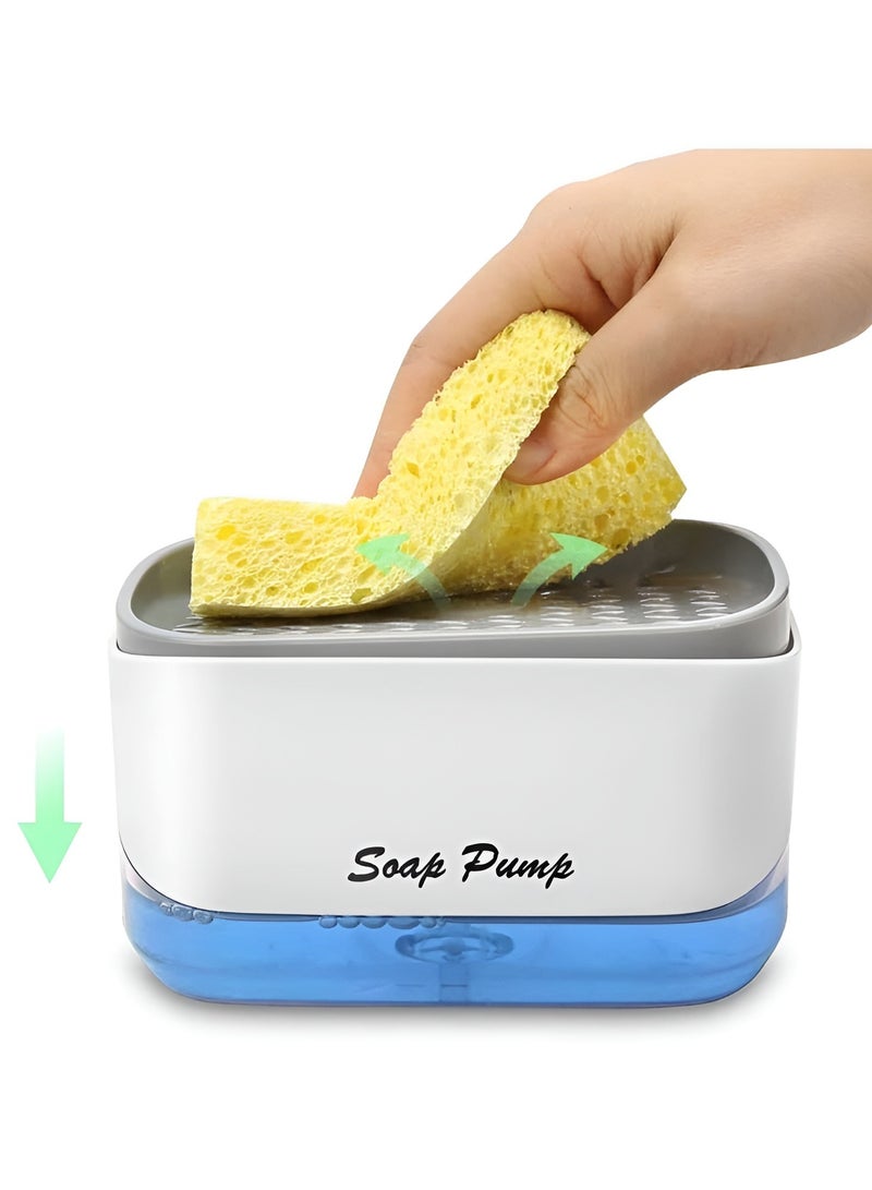 BORTONY Kitchen Soap Dispenser with Sponge Holder Dishwashing Liquid Container for Modern Kitchen  - Image 1