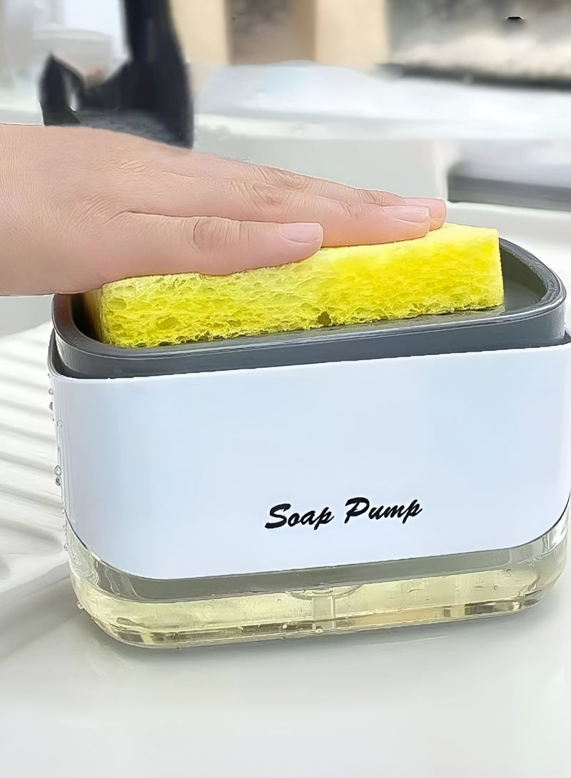 BORTONY Kitchen Soap Dispenser with Sponge Holder Dishwashing Liquid Container for Modern Kitchen  - Image 2