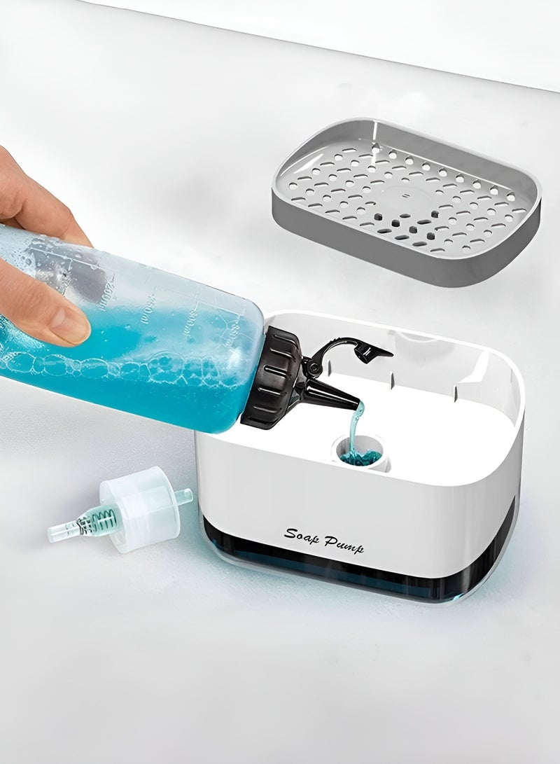 BORTONY Kitchen Soap Dispenser with Sponge Holder Dishwashing Liquid Container for Modern Kitchen  - Image 3