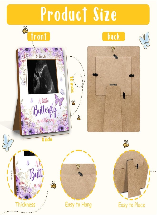 ALodr Butterfly Baby Shower Decorations, Butterfly Baby Shower Sign Picture Frame, Girl Decor for Gender Reveal, Pregnancy Milestone Keepsake, Pregnancy Announcement Sonogram Photo Frames - Image 2