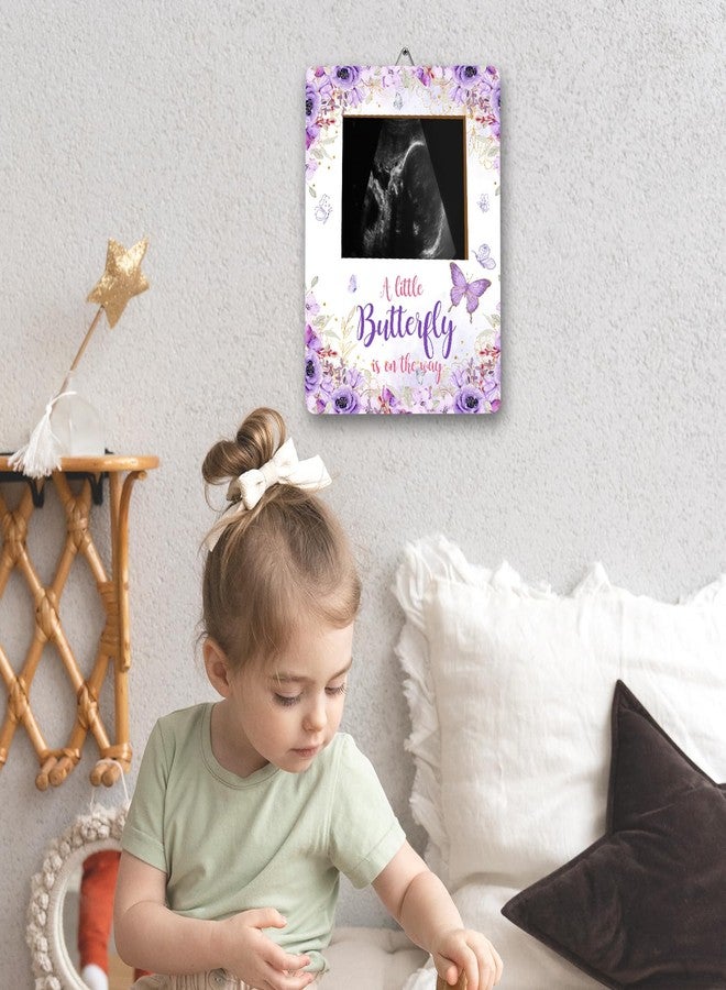 ALodr Butterfly Baby Shower Decorations, Butterfly Baby Shower Sign Picture Frame, Girl Decor for Gender Reveal, Pregnancy Milestone Keepsake, Pregnancy Announcement Sonogram Photo Frames - Image 4