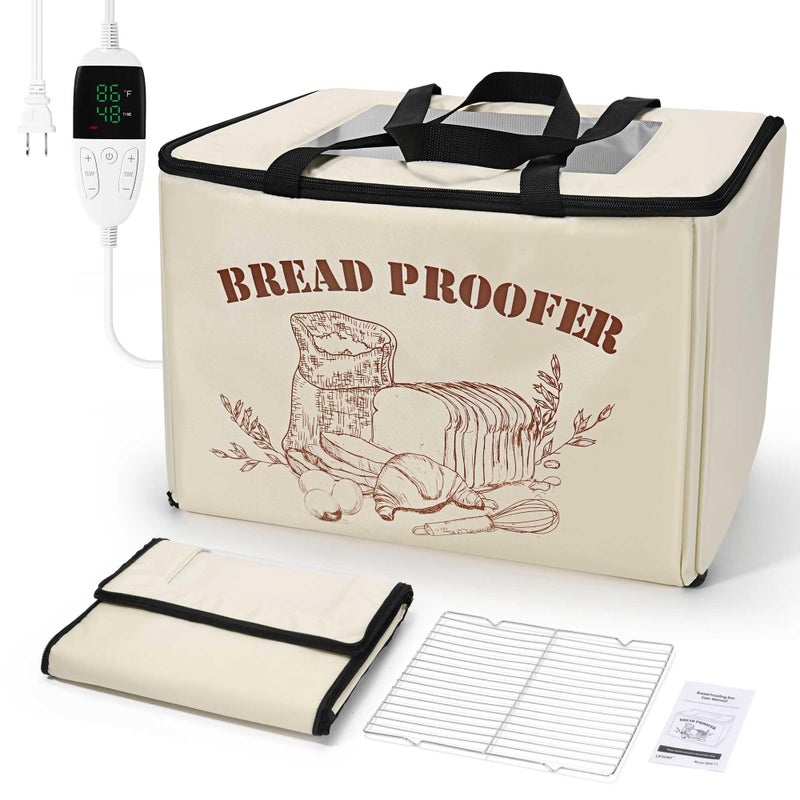 LIFVCNT Bread Proofing Box, Foldable Dough Proofer with Shelf, Adjustable Temp (50-113℉) & 1-12H Timer, Sourdough Starter Warmer for Home Bread & Pizza Baking - Image 1