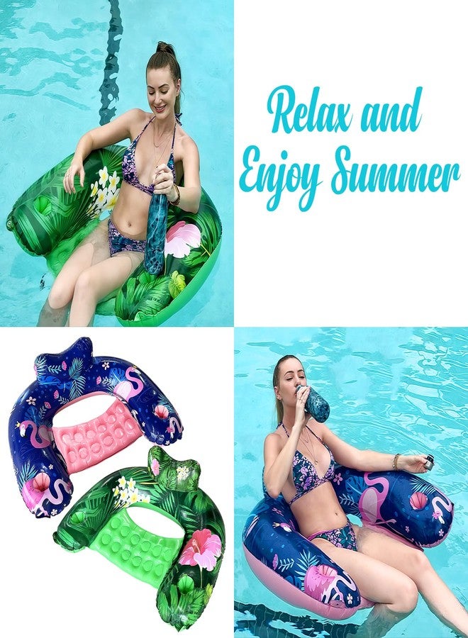 AIHSUMC Inflatable Pool Float Chair - 2 Pack Floating Pool Chair Adult Pool Float Seat with Cup Holder and Backrest, Portable Lounge Floats for Swimming Pool Party Toy Floaties Beach Floaty（XXL） - Image 3