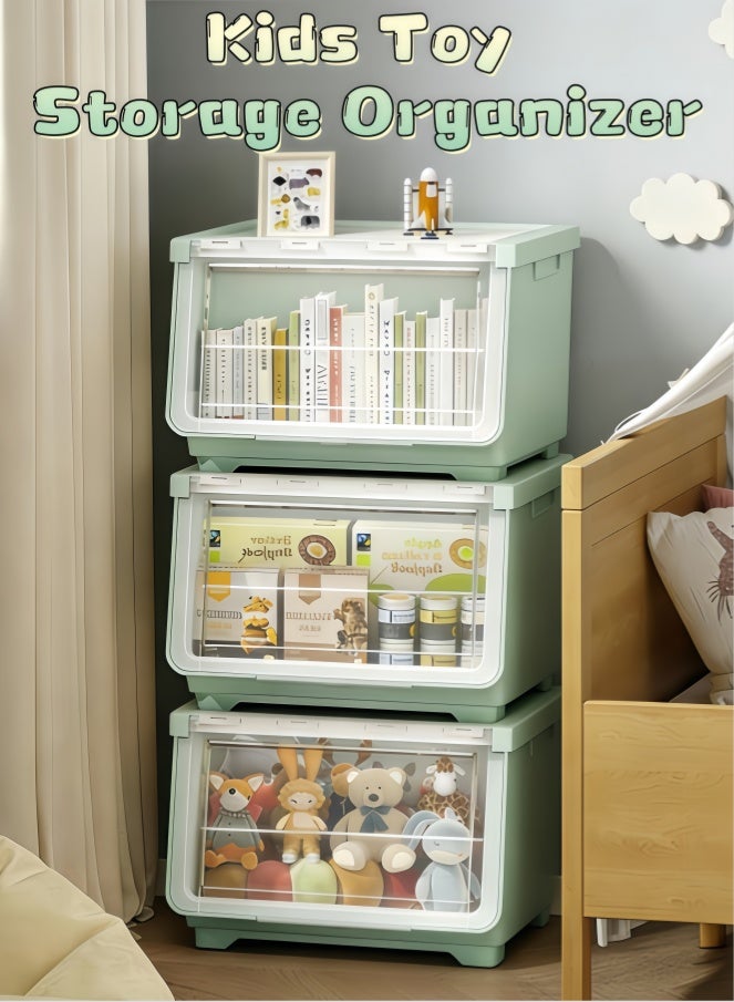 Children Toy Storage Organizer, Kids Storage Bins Toy Boxes, Children's Toy Storage Rack, Toddler Storage Organizer for Nursery, Playroom, Kindergarten Furniture (XY-8307-GR) - Image 1