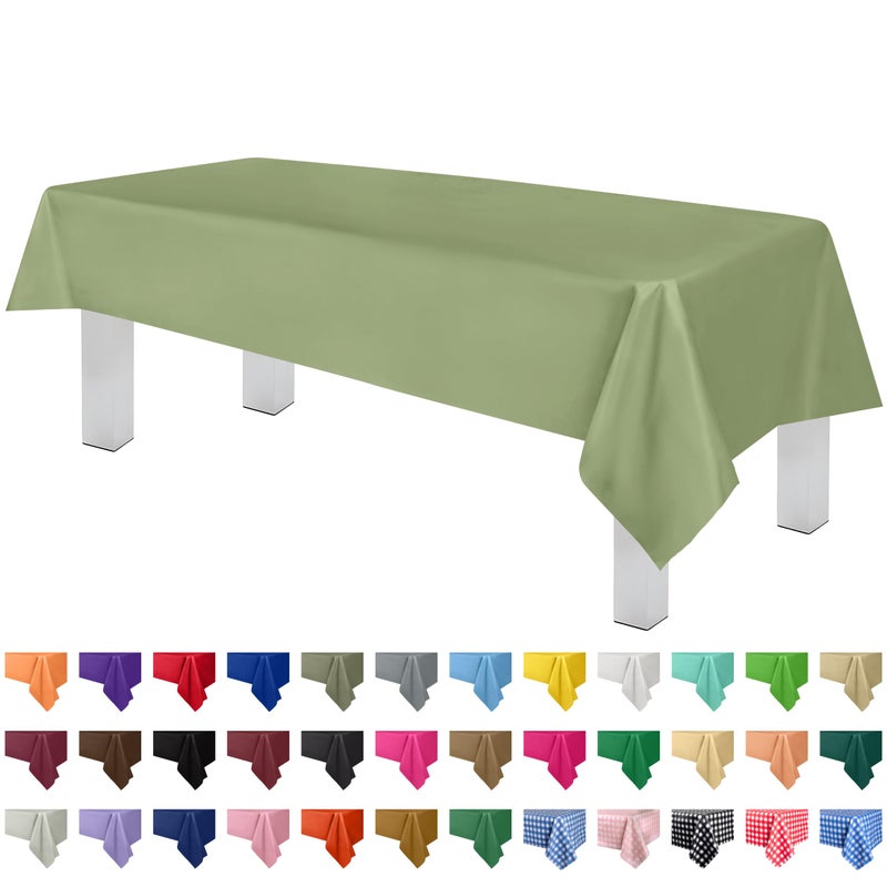 Grandipity 12 Pack Premium Disposable Plastic Tablecloth 54 Inch. x 108 Inch. Rectangle Table Cover - Sage Green - Image 1