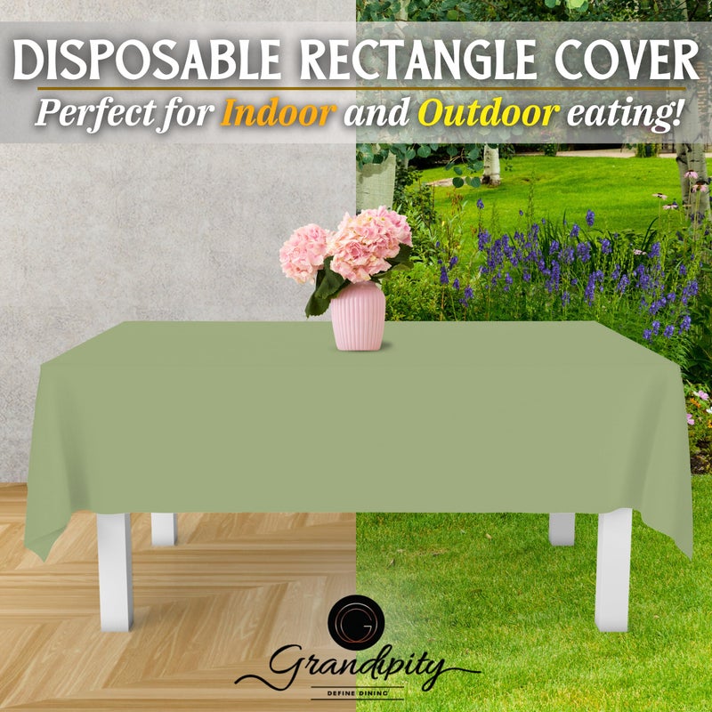 Grandipity 12 Pack Premium Disposable Plastic Tablecloth 54 Inch. x 108 Inch. Rectangle Table Cover - Sage Green - Image 5
