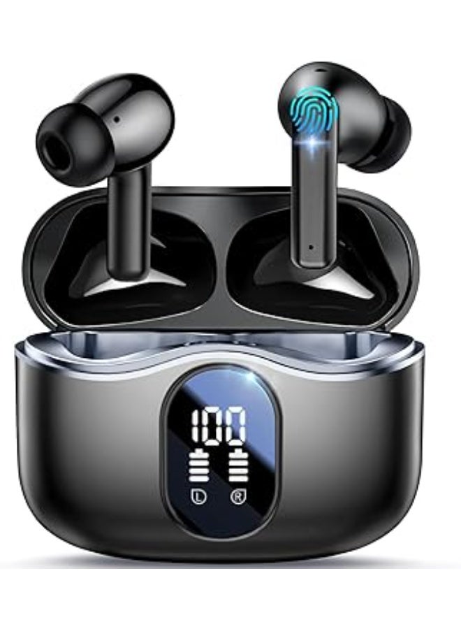 جارلو سماعات أذن لاسلكية، بخاصية إلغاء الضوضاء النشط، 4 ميكروفونات لمكالمات واضحة، صوت باس عميق، ومقاومة للماء، مع شاشة LED واتصال متعدد النقاط، تشغيل لمدة 40 ساعة، - Image 1