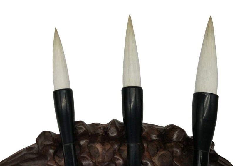 Easyou Hu Chinese Brush for Calligraphy(Running Script) and Sumi Drawing(Flower, Peony) Jianhao(Goat Hair Mixed with Little Wolf) 3pcs/pack(Size:Larger+Medium+Small) jjtb - Image 2