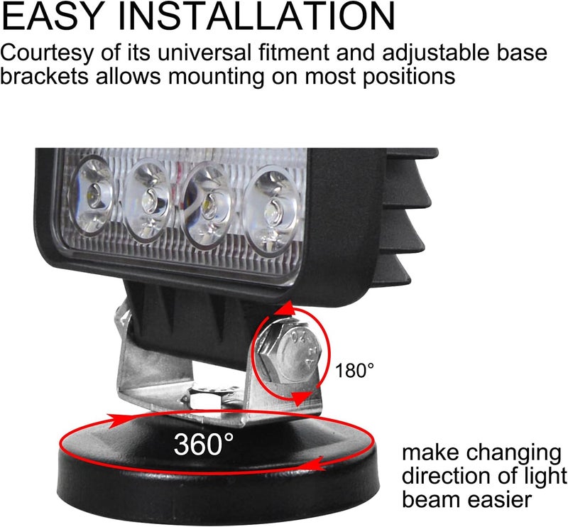 SKYWORLD 4 Inch 48W Portable Magnetic Base LED Work Light - 12V 24V Off-Road Driving Fog Lights for 4x4 Car SUV ATV Truck Tractor Excavator - Image 4