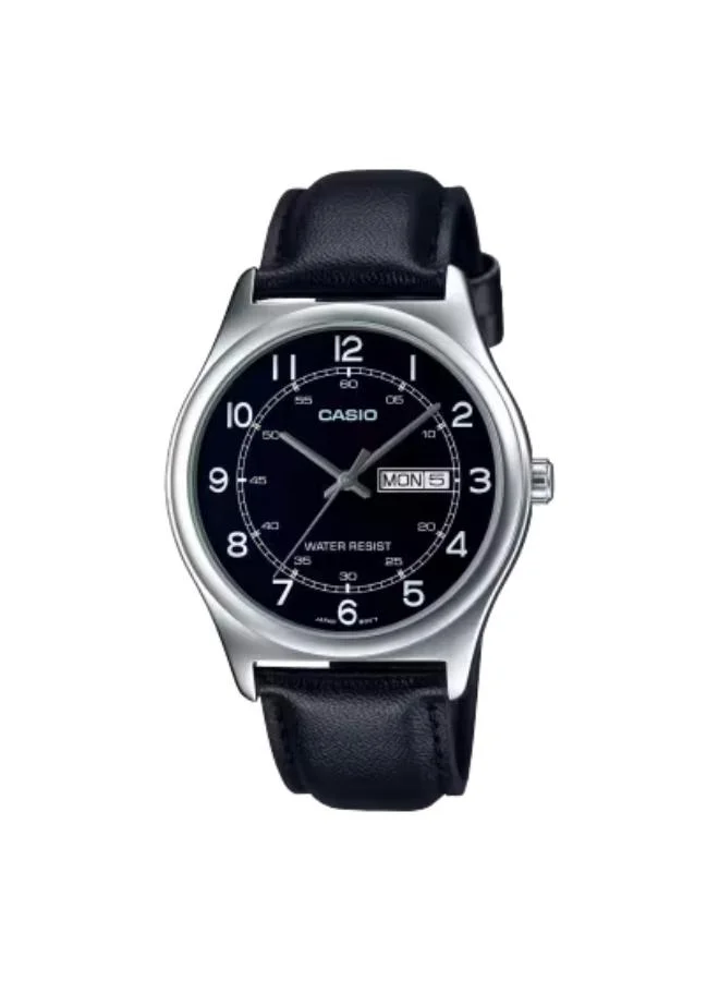 كاسيو Analogue Date Display Black Leather Band Watch Mtp-v006l-1b2