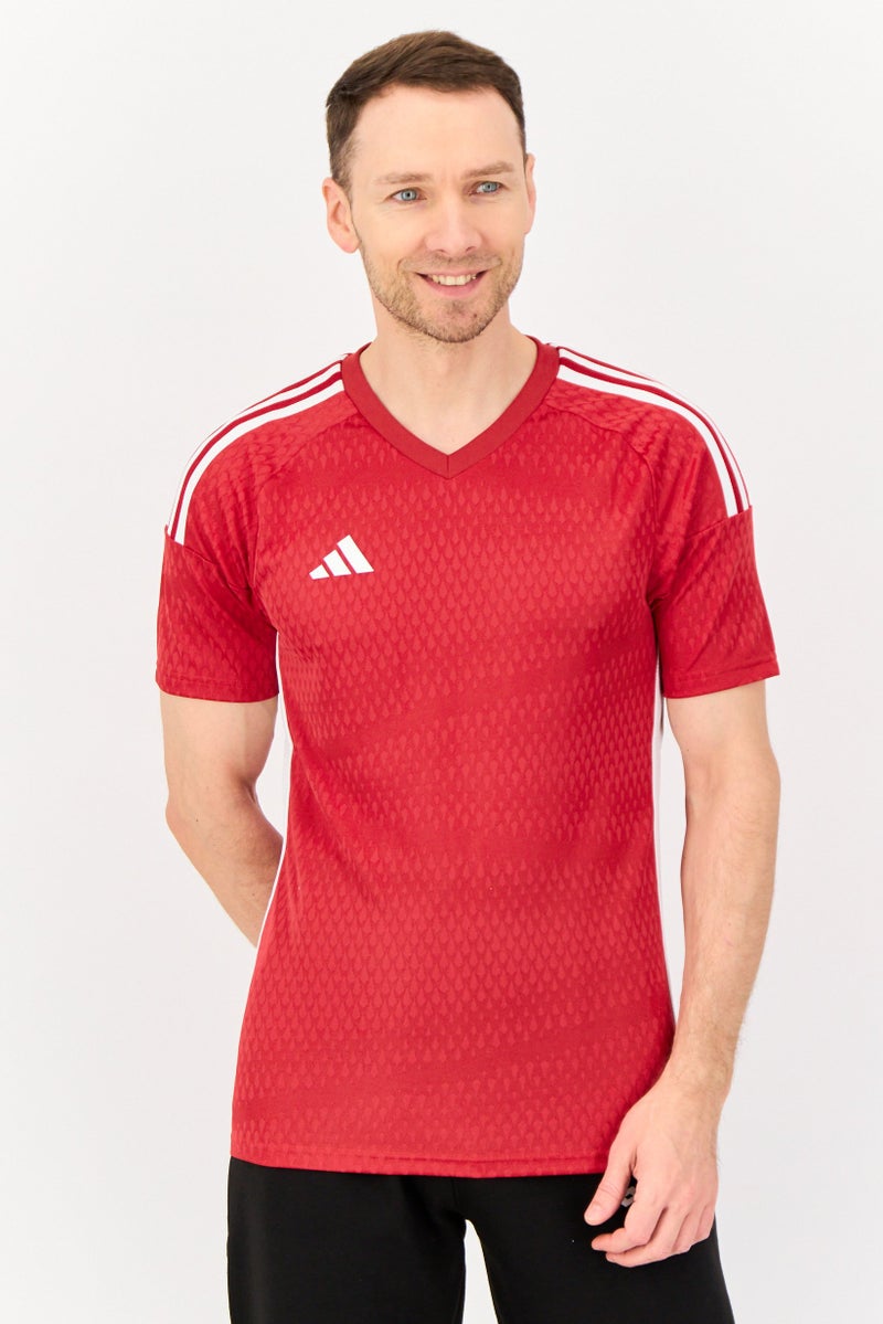 Adidas Men Sportswear Fit Short Sleeve Training T-shirt, Red - Image 1