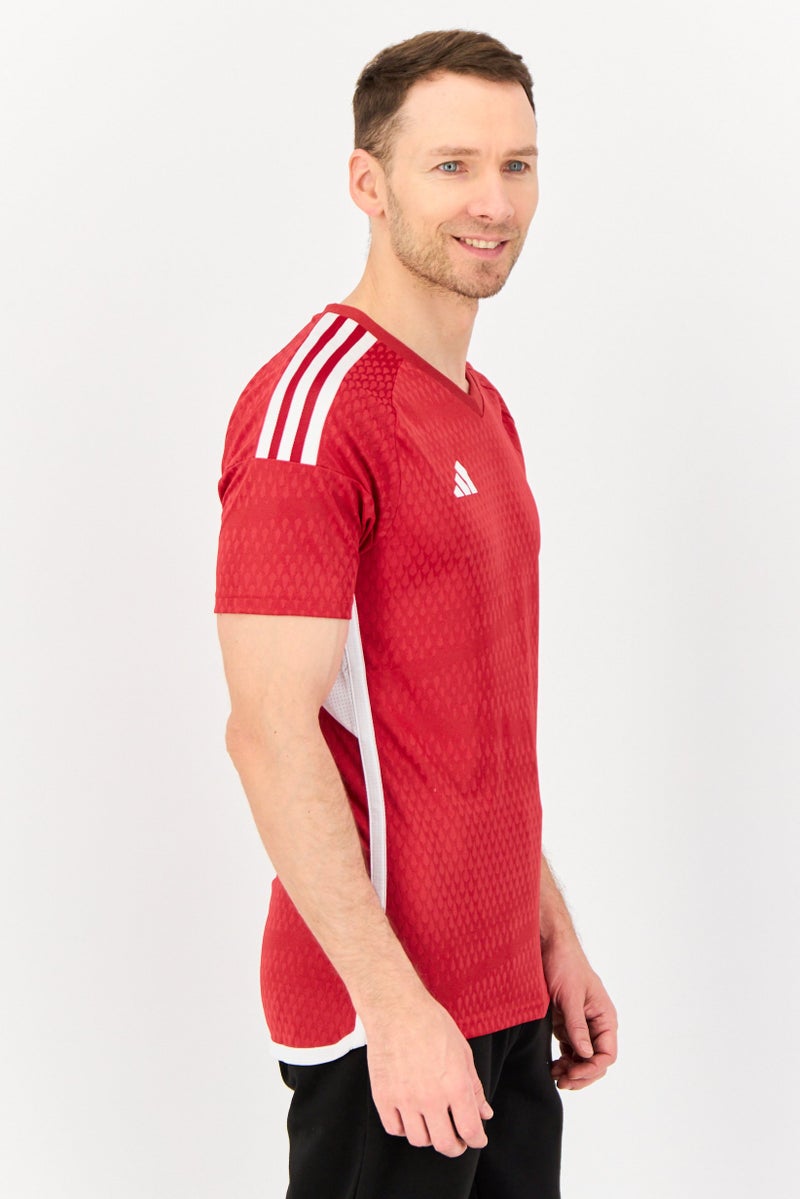 Adidas Men Sportswear Fit Short Sleeve Training T-shirt, Red - Image 2