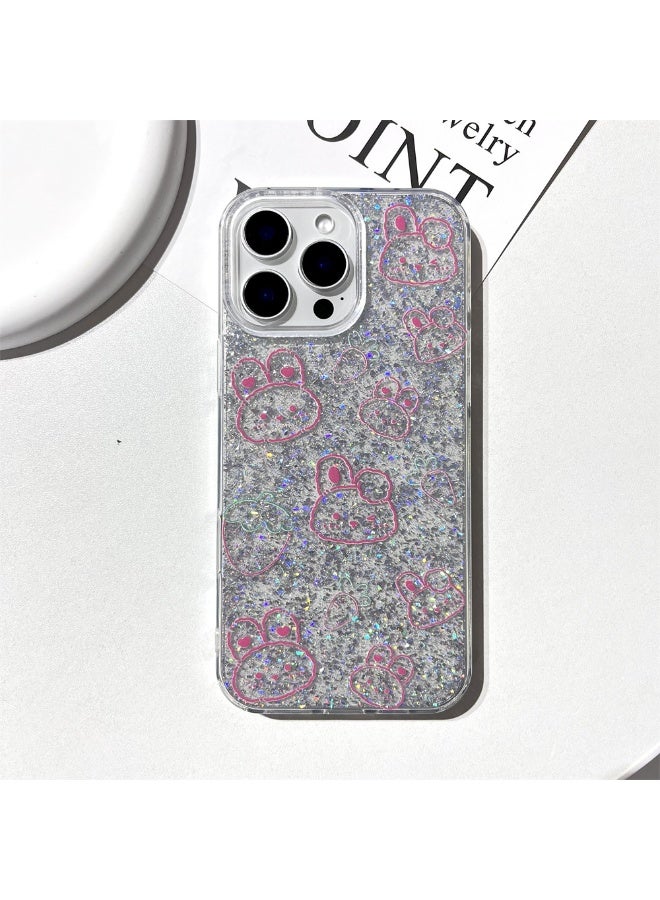 NIBEMINENT Cute Line Rabbit Protective TPU Case Cover For iPhone 15 Pro Max Clear - Image 1