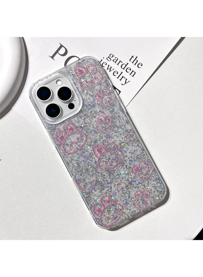 NIBEMINENT Cute Line Rabbit Protective TPU Case Cover For iPhone 15 Pro Max Clear - Image 2