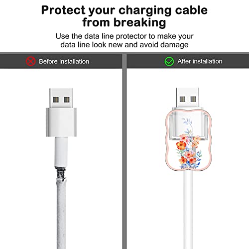 CameCosy Cute Flower Phone Charger Cable Protector for Samsung Android USB Charger,Butterfly Cherry Blossom Peony Pattern 4 PCS USB Cable Protectors,Phone Cord Protector for Women Girls,USB Charger Saver - Image 5