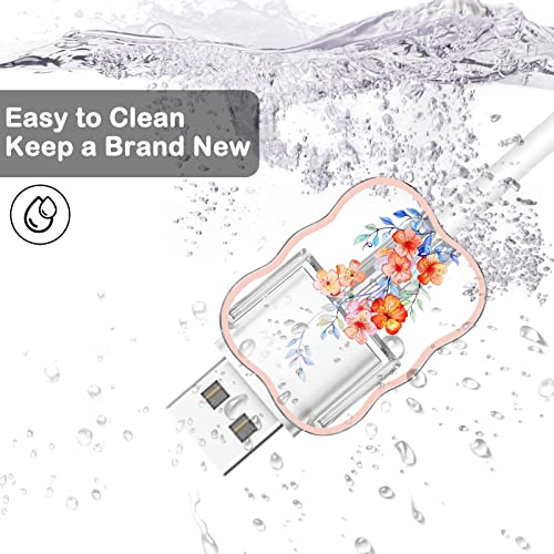 CameCosy Cute Flower Phone Charger Cable Protector for Samsung Android USB Charger,Butterfly Cherry Blossom Peony Pattern 4 PCS USB Cable Protectors,Phone Cord Protector for Women Girls,USB Charger Saver - Image 3