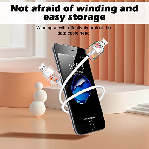 CameCosy Cute Flower Phone Charger Cable Protector for Samsung Android USB Charger,Butterfly Cherry Blossom Peony Pattern 4 PCS USB Cable Protectors,Phone Cord Protector for Women Girls,USB Charger Saver - Image 4