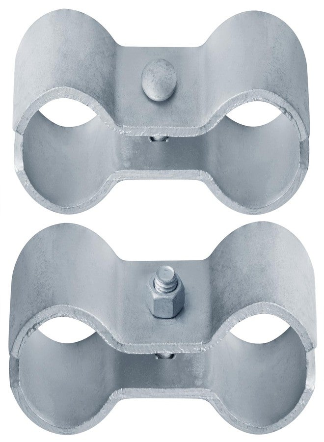 eoere 2 Sets Heavy Duty Galvanized Chain Link Fence Panel Clamps, Saddle Kennel Clamps Fits 2-1/2" (Actual 2-3/8" OD) Fence Post, Livestock Stall, 19/64" Thick - Image 4