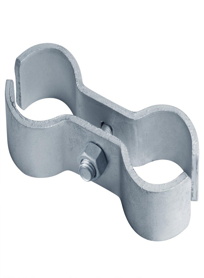 eoere 2 Sets Heavy Duty Galvanized Chain Link Fence Panel Clamps, Saddle Kennel Clamps Fits 2-1/2" (Actual 2-3/8" OD) Fence Post, Livestock Stall, 19/64" Thick - Image 1