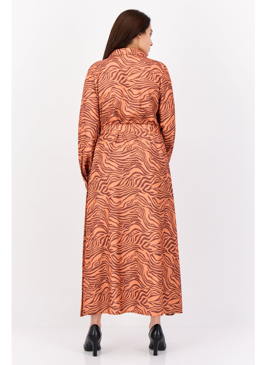Kathy Ireland Women Animal Print Midi Dress, Brown  - Image 2