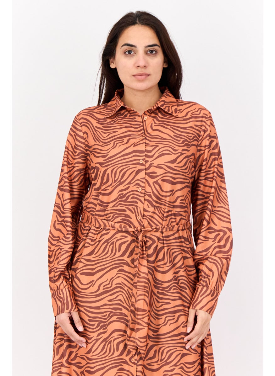 Kathy Ireland Women Animal Print Midi Dress, Brown  - Image 4