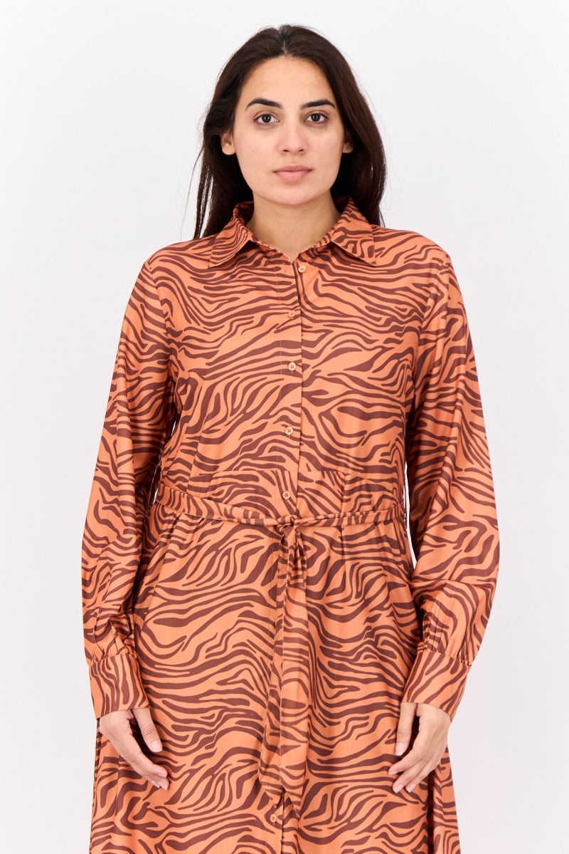 Kathy Ireland Women Animal Print Midi Dress, Brown  - Image 4