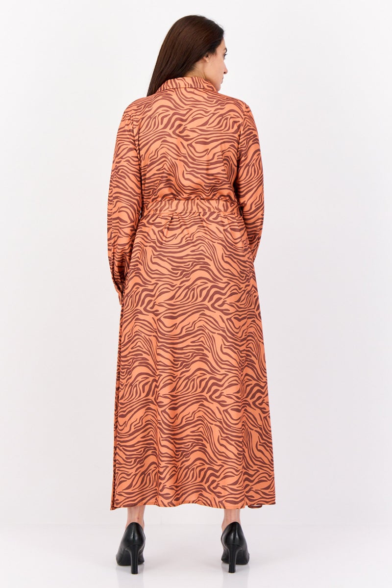 Kathy Ireland Women Animal Print Midi Dress, Brown  - Image 2