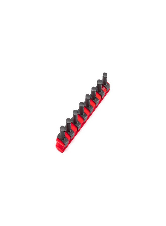 TEKTON 1/2 Inch Drive x 8 Inch Socket Rail, 8 Clips (Red) | OSR21108 | Made in USA - Image 1