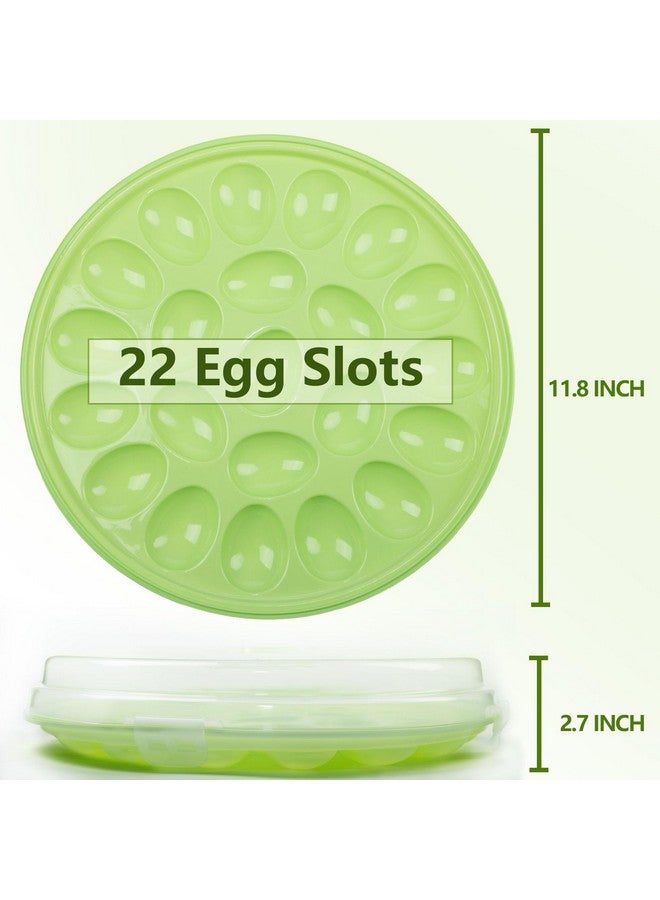 HANSGO Deviled Egg Containers with Lid, Deviled Egg Platter Carrier Holder Trays with 22 Slots for Holiday Party and Home Kitchen, Green - Image 1