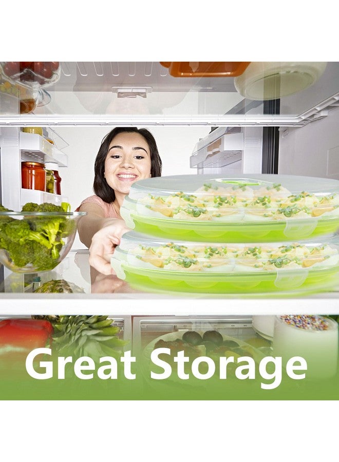 HANSGO Deviled Egg Containers with Lid, Deviled Egg Platter Carrier Holder Trays with 22 Slots for Holiday Party and Home Kitchen, Green - Image 3