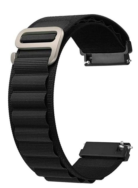 20mm Stretch Nylon Metal Alpine Loop Woven Strap  Compatible with Oraimo OSW18- Smart Watch - black