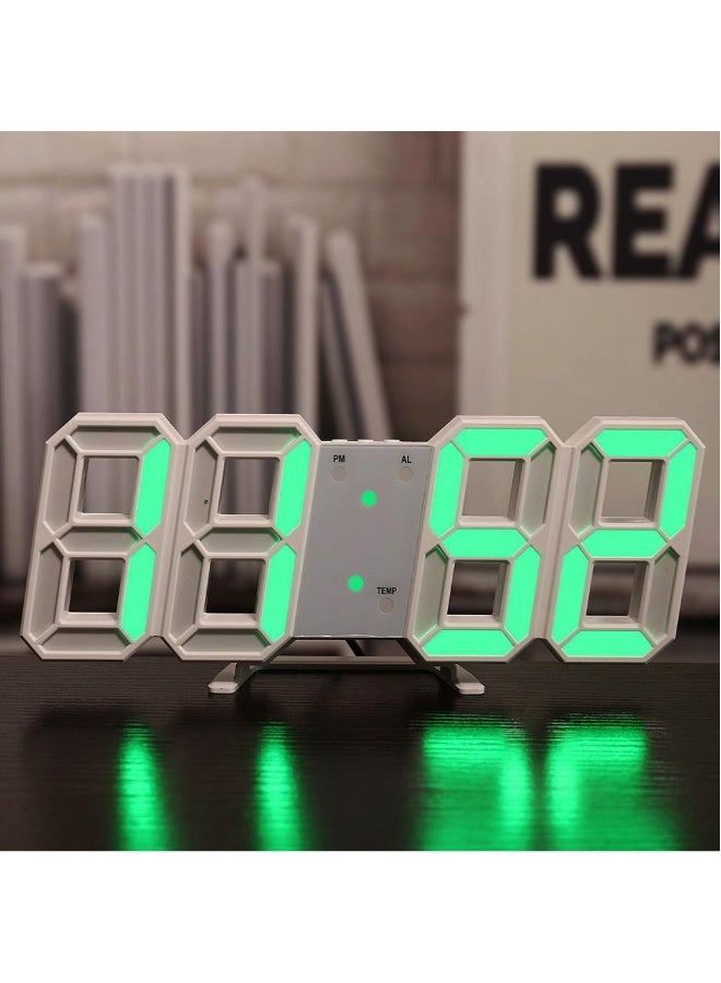 ساعة رقمية ذكية ثلاثية الأبعاد LED منبهة إلكترونية ساعة حائط لغرفة المعيشة ساعة داخلية لقياس درجة الحرارة - Image 1