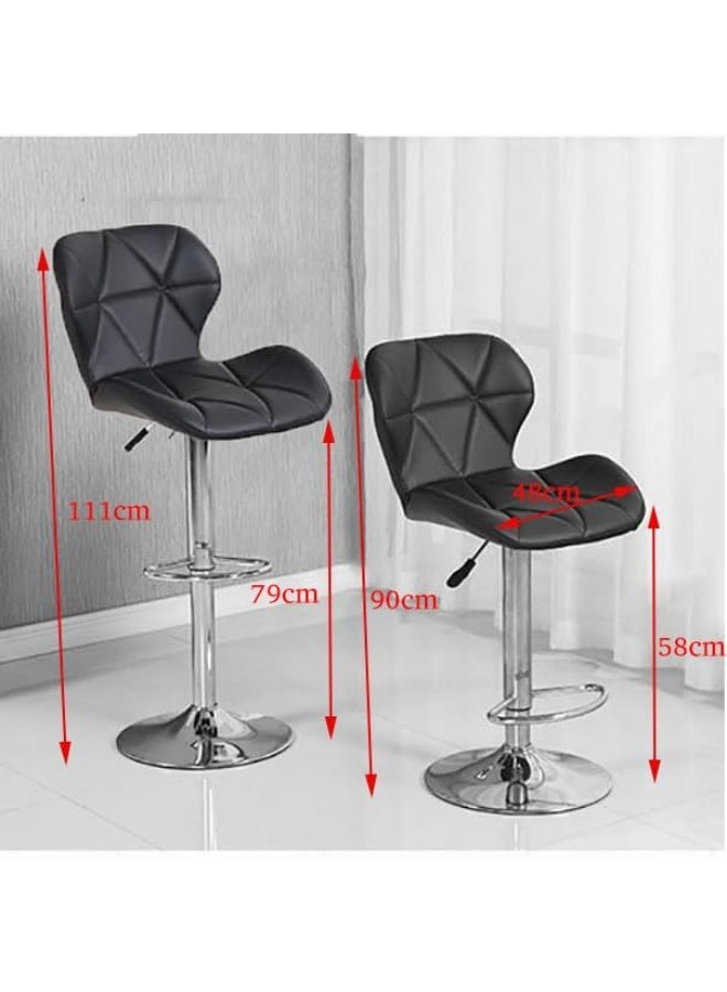 م.ا & ف'س كرسي بار مرتفع، كرسي مرتفع من الجلد، دوار 360 درجة، بدون مسند للذراعين، أرجل من الفولاذ المقاوم للصدأ، مسند للقدمين، أثاث للمطاعم والحانات وغرف المعيشة (أبيض، قطعة واحدة) - Image 2