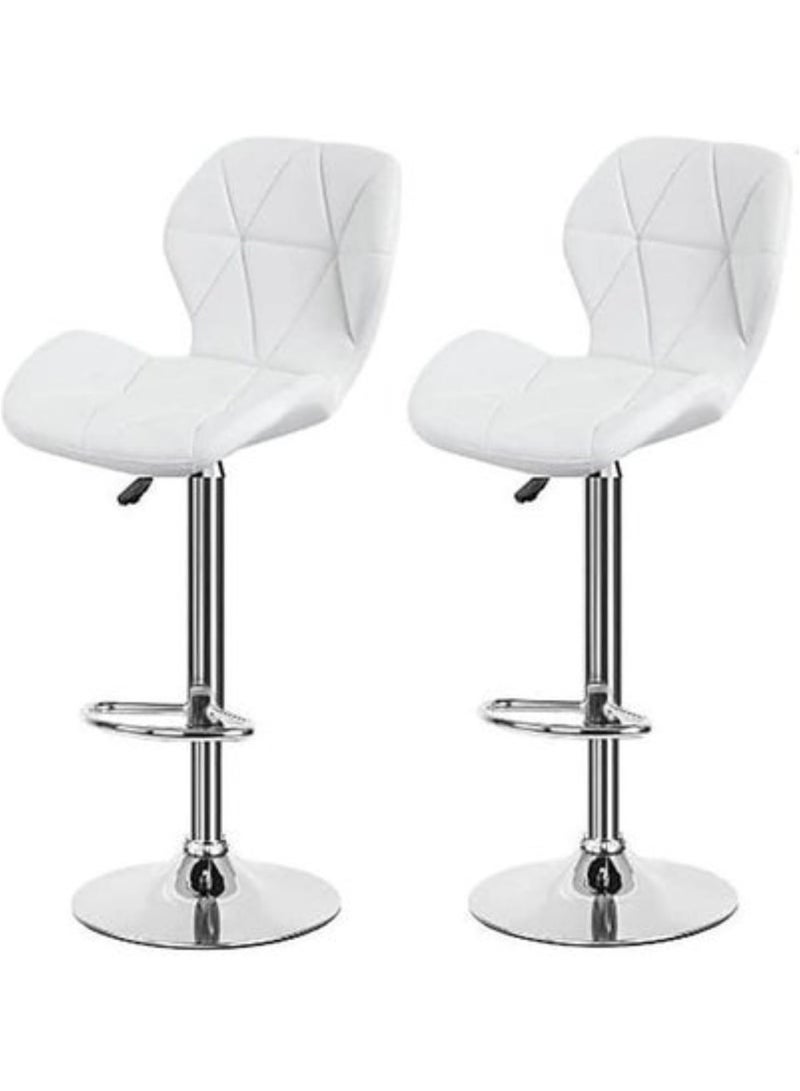 م.ا & ف'س كرسي بار مرتفع، كرسي مرتفع من الجلد، دوار 360 درجة، بدون مسند للذراعين، أرجل من الفولاذ المقاوم للصدأ، مسند للقدمين، أثاث للمطاعم والحانات وغرف المعيشة (أبيض، قطعة واحدة) - Image 3