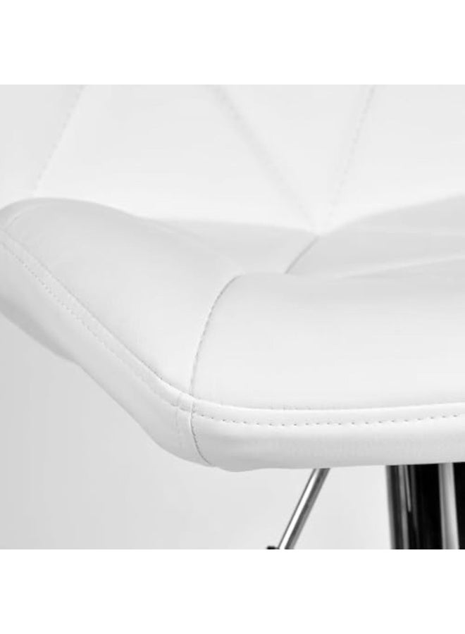 م.ا & ف'س كرسي بار مرتفع، كرسي مرتفع من الجلد، دوار 360 درجة، بدون مسند للذراعين، أرجل من الفولاذ المقاوم للصدأ، مسند للقدمين، أثاث للمطاعم والحانات وغرف المعيشة (أبيض، قطعة واحدة) - Image 4