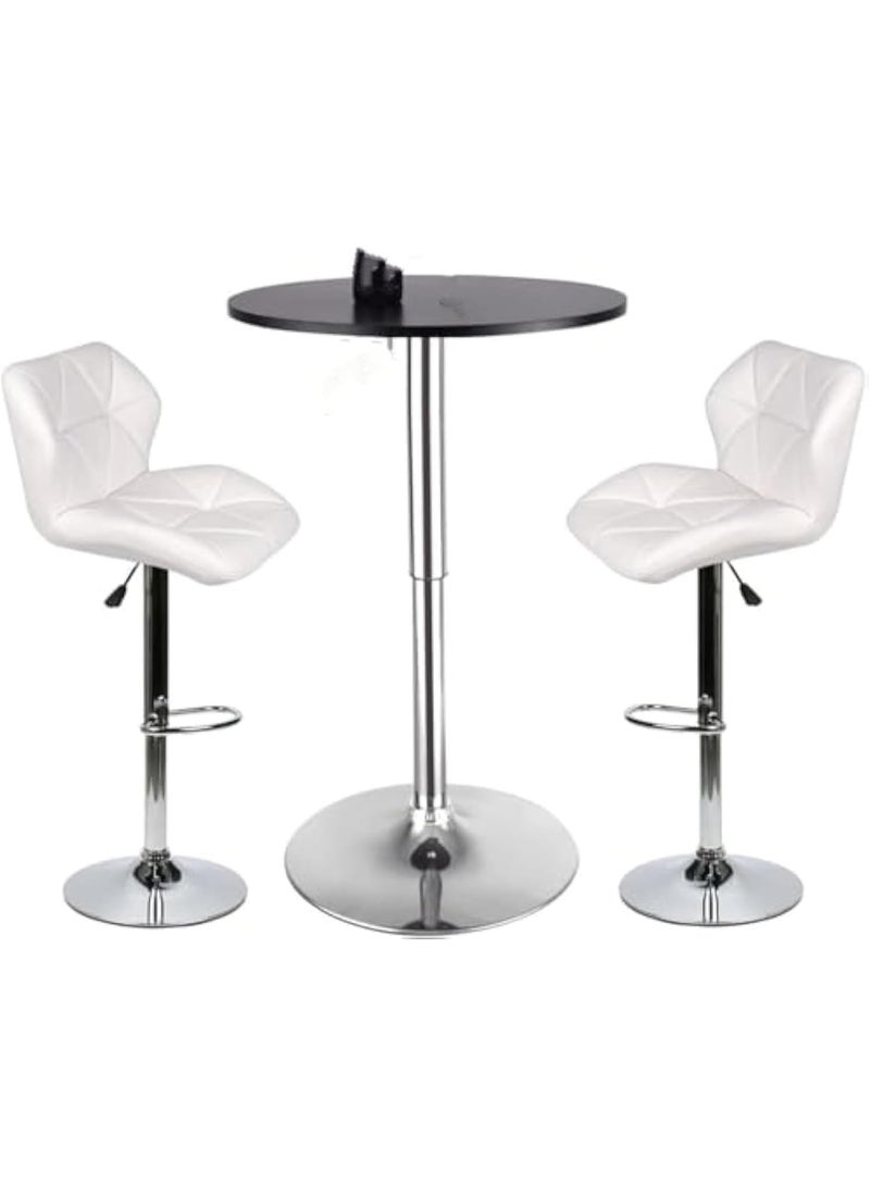 م.ا & ف'س كرسي بار مرتفع، كرسي مرتفع من الجلد، دوار 360 درجة، بدون مسند للذراعين، أرجل من الفولاذ المقاوم للصدأ، مسند للقدمين، أثاث للمطاعم والحانات وغرف المعيشة (أبيض، قطعة واحدة) - Image 5