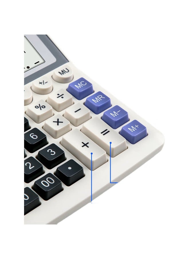 Deli Dual Power Computer Keyboard Calculator, 12-Digit Large Screen Horizontal Desktop Calculator, Financial/Banking, Office Supplies, White 2136, New And Old Mixed Delivery - Image 2