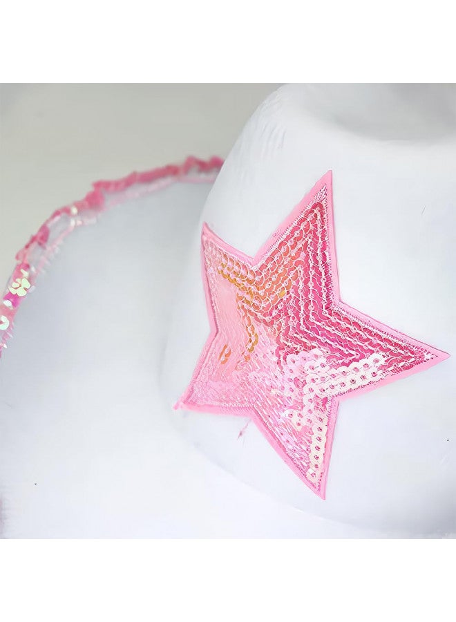 Rhode Island Novelty White Felt Cowgirl Hat with Pink Star, One per Order - Image 2