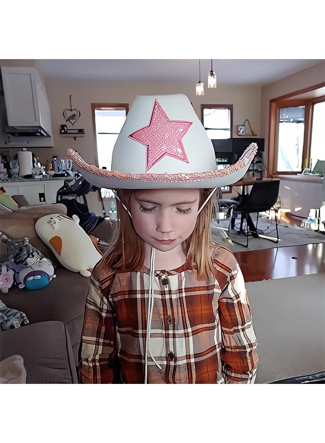 Rhode Island Novelty White Felt Cowgirl Hat with Pink Star, One per Order - Image 3