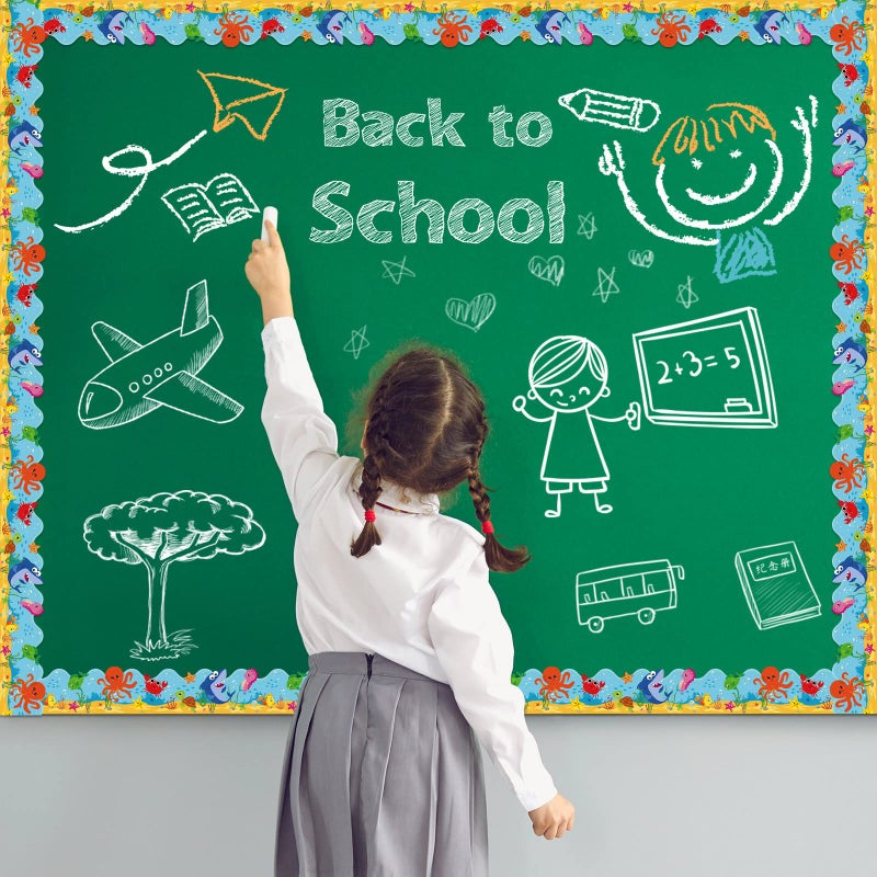 Panelee Under The Sea Border 68.9 Feet Bulletin Board Border Butterflies Flowers Bee Space Inspirational Cute Decor for Classroom Bulletin Boards Chalkboard Wall Decor - Image 4
