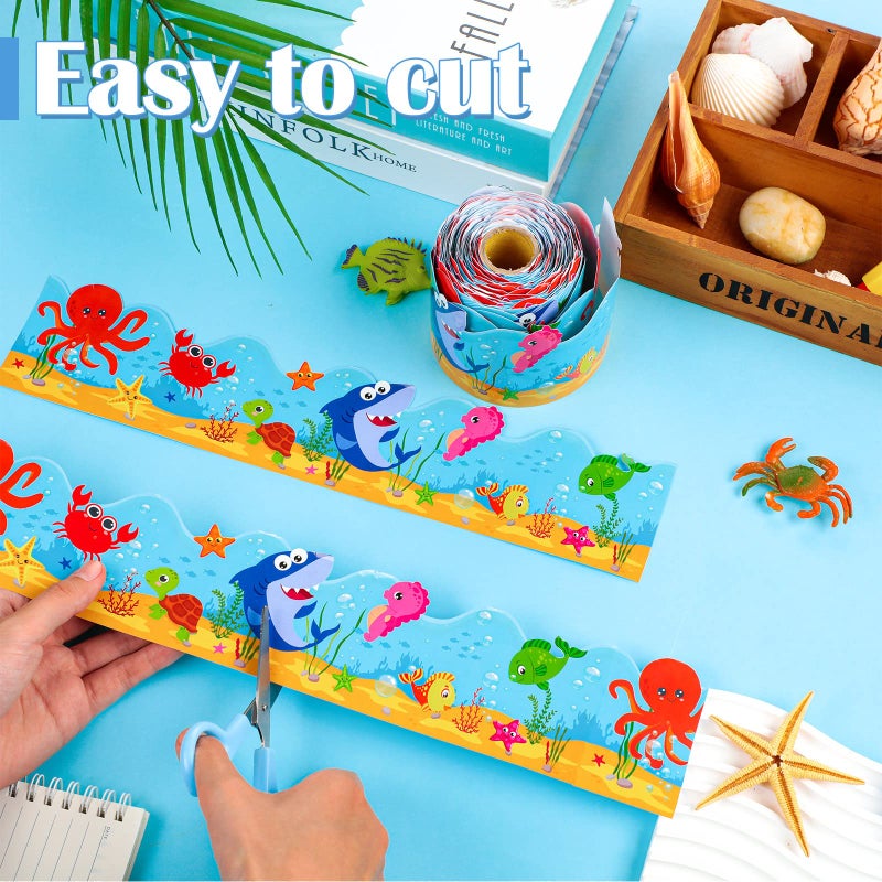 Panelee Under The Sea Border 68.9 Feet Bulletin Board Border Butterflies Flowers Bee Space Inspirational Cute Decor for Classroom Bulletin Boards Chalkboard Wall Decor - Image 3