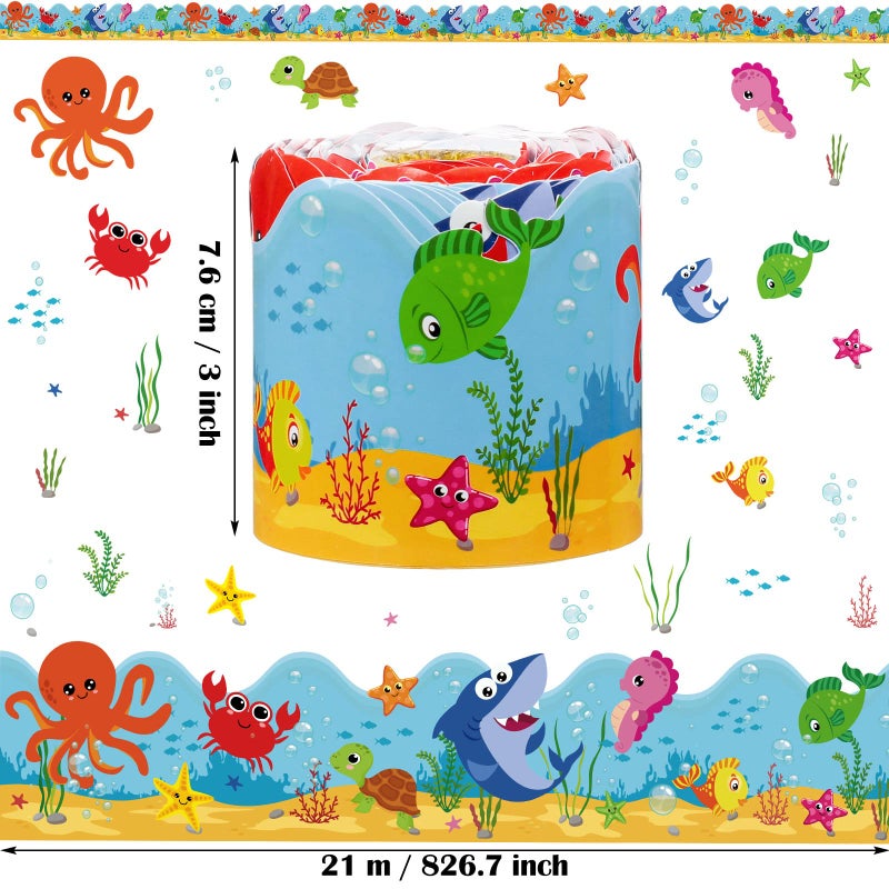 Panelee Under The Sea Border 68.9 Feet Bulletin Board Border Butterflies Flowers Bee Space Inspirational Cute Decor for Classroom Bulletin Boards Chalkboard Wall Decor - Image 2