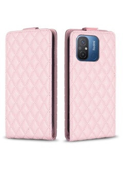 HuHa Case Cover For Xiaomi Poco C55 / Redmi 12C Diamond Lattice Vertical Flip Leather Phone Case Pink 