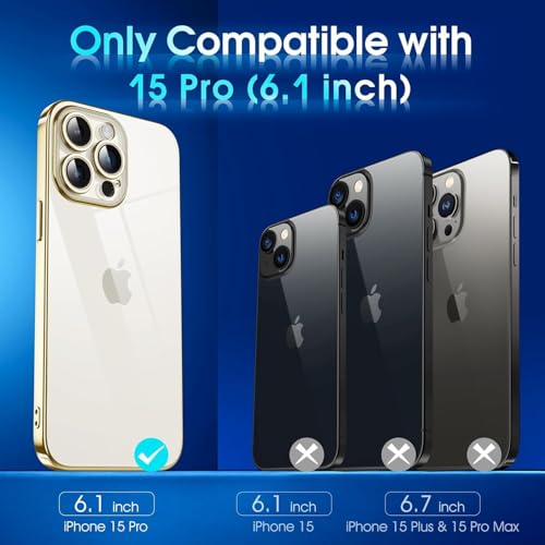 VONZEE Compatible for iPhone 15 Pro 6.1'' Case Glitter Ring Cute Shiny Colorful Bling Case (Compatible with Magsafe) Transparent PC+TPU Glossy Shiny Cover for Girls Women,Grey - Image 2