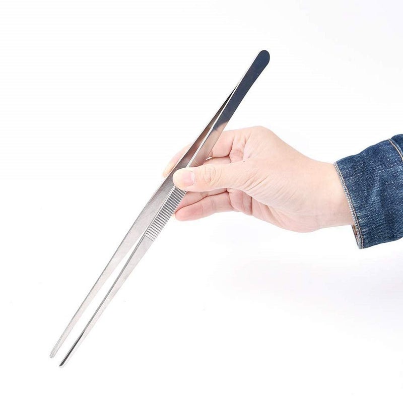 NJ Long Feeding Tongs Aquarium Tweezers Stainless Steel Straight Aquascaping Curved Tweezer for Fish Tank Aquatic Plants :13" Long - Image 4