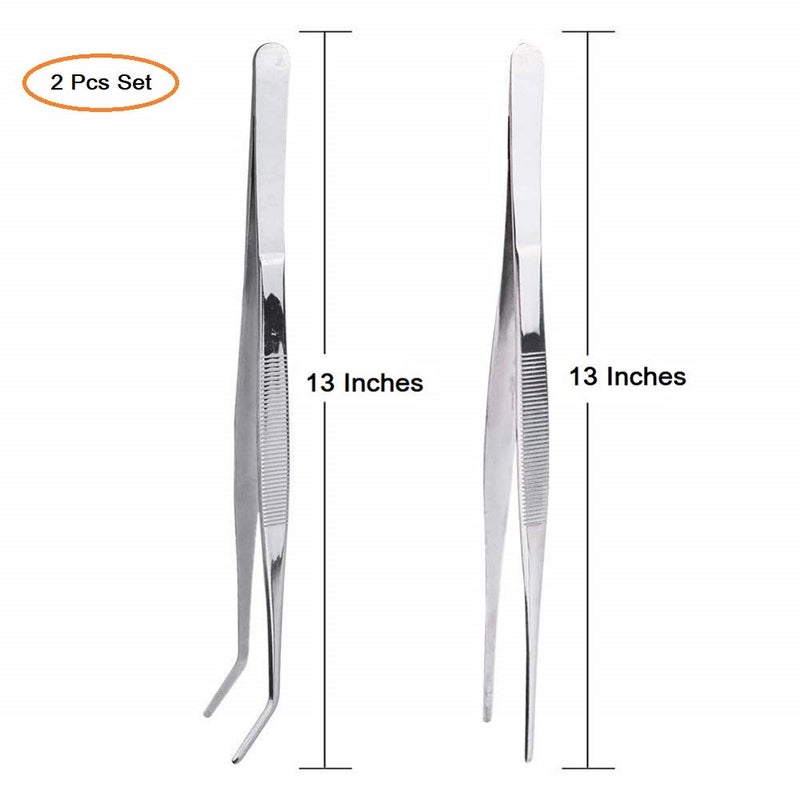 NJ Long Feeding Tongs Aquarium Tweezers Stainless Steel Straight Aquascaping Curved Tweezer for Fish Tank Aquatic Plants :13" Long - Image 3