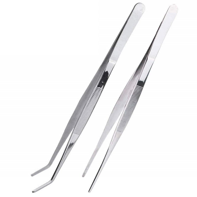 NJ Long Feeding Tongs Aquarium Tweezers Stainless Steel Straight Aquascaping Curved Tweezer for Fish Tank Aquatic Plants :13" Long - Image 1